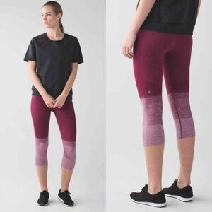 Lululemon Seamlessly Street Crop Leggings Burgundy Red Ombré Stretch Size 4
